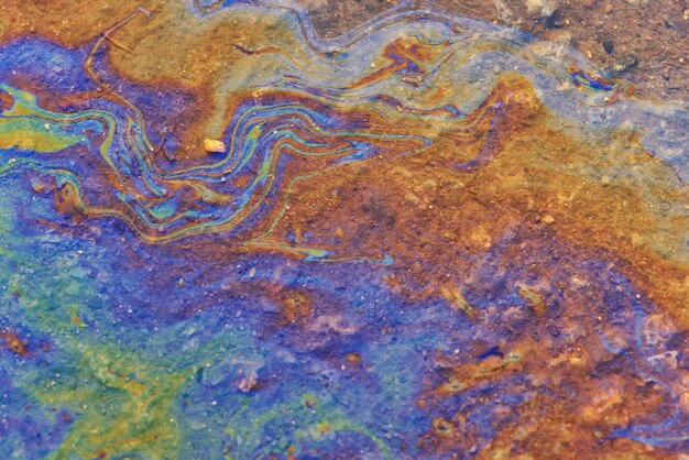 multicolored spot gasoline abstract background, abstract oil spill on water