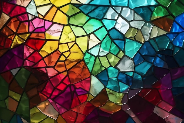 Multicolored stained glass with an irregular pattern photorealist style AI generated illustration