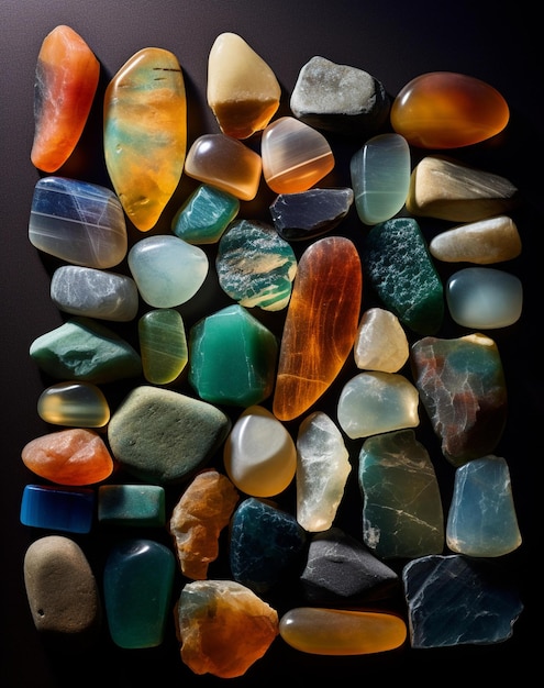 色とりどりの石、輝く岩、宝石