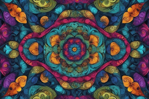 Multicolored Symmetrical Textured Background with Spirals Computer generated graphics