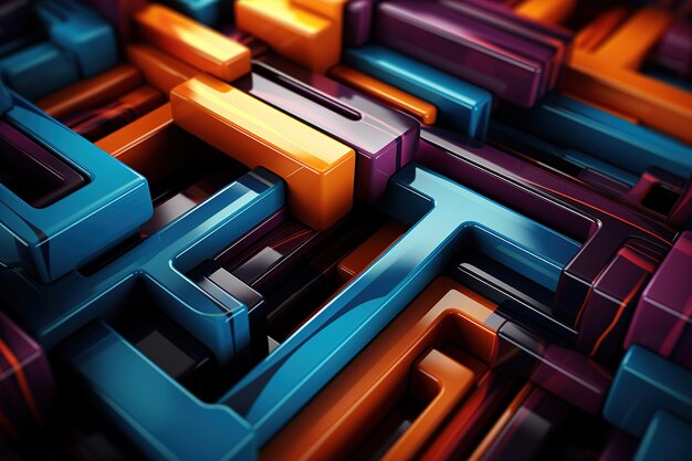 Multicolored Tech Background with a Geometric 3D Structure