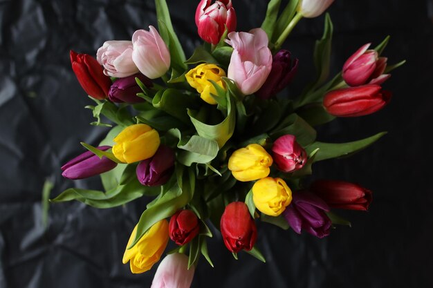 Multicolored tulips Bouquet of flowers Bouquet of tulips