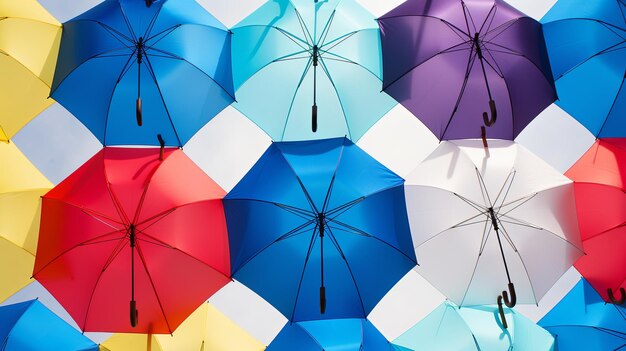 Multicolored Umbrellas Hanging From Ceiling