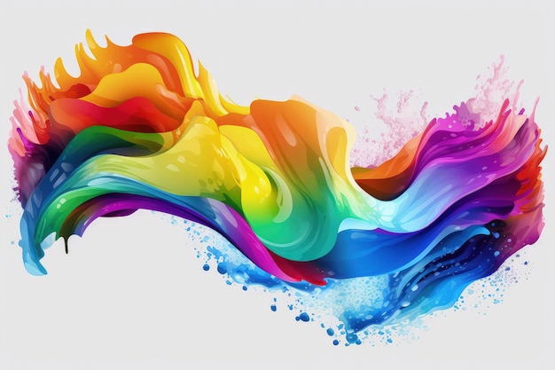 A multicolored wave of paint on a white background generative AI