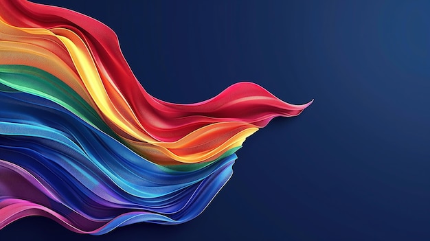Multicolored wave of paper on blue background