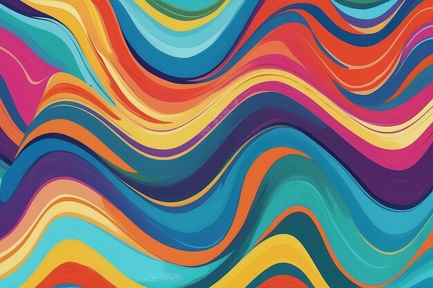 Multicolored wavy abstract stripes painted on background