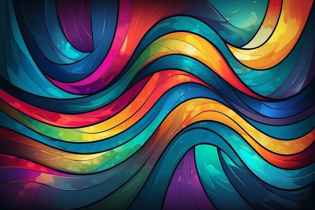 Multicolored wavy pattern overlapping gradient filtered shapes