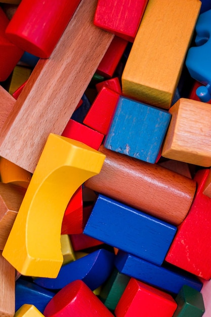 Multicolored wooden details for children