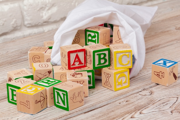 Multicolored wooden toy blocks