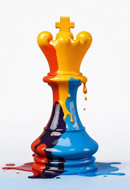 Multicoloredpaintdrippingfrom chess monarch