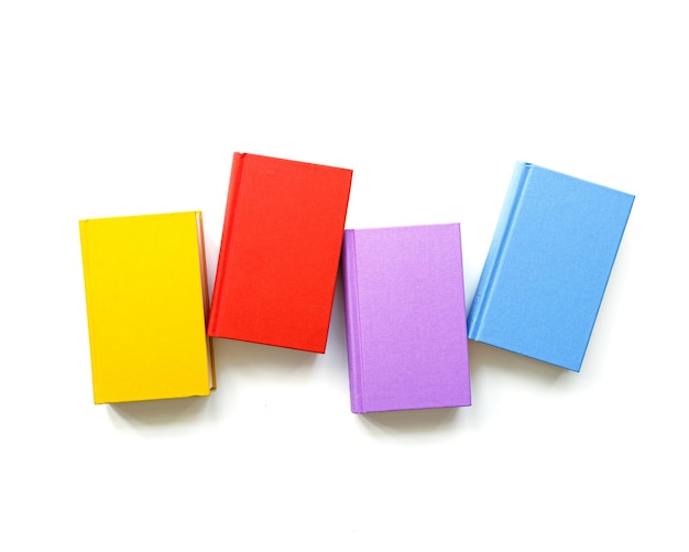 Multicolors books minimal pattern with bright colorful cover handback books Top view mockup for lib