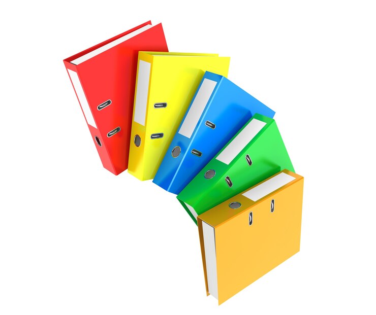 फोटो multicolour achive office binders on a white background