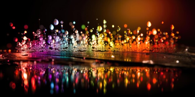 Multicolour sparks and waterdroplets with reflection