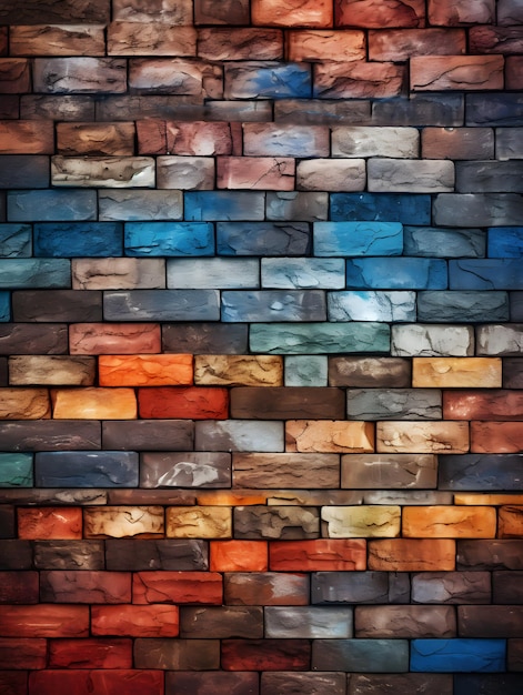 多色のレンガの壁の背景のパターン