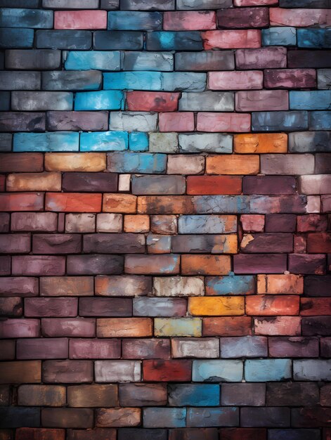 Photo multicoloured brick wall background pattern