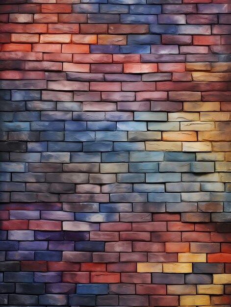 Multicoloured brick wall background pattern