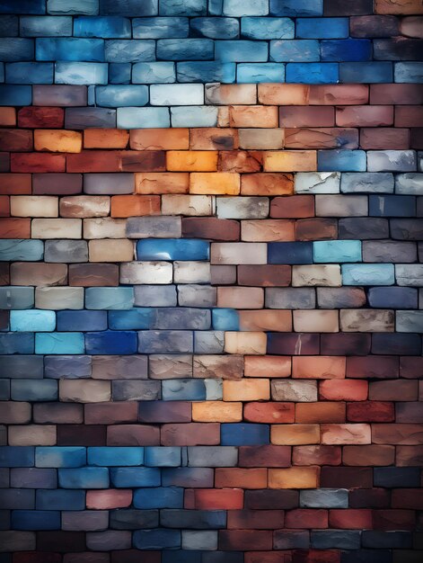 Photo multicoloured brick wall background pattern