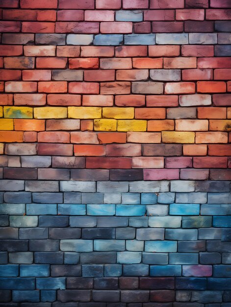 Multicoloured brick wall background pattern