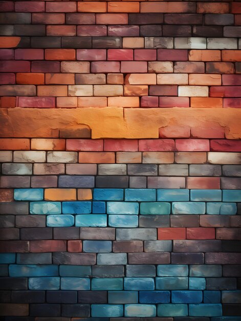 Photo multicoloured brick wall background pattern