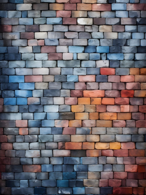 Photo multicoloured brick wall background pattern