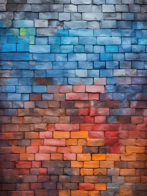 Multicoloured brick wall background pattern