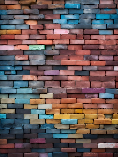 Photo multicoloured brick wall background pattern