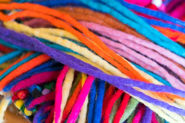 Multicoloured fringe close up background