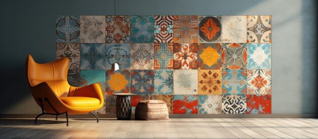 Premium AI Image | Multicoloured rustic digital wall tile decor for