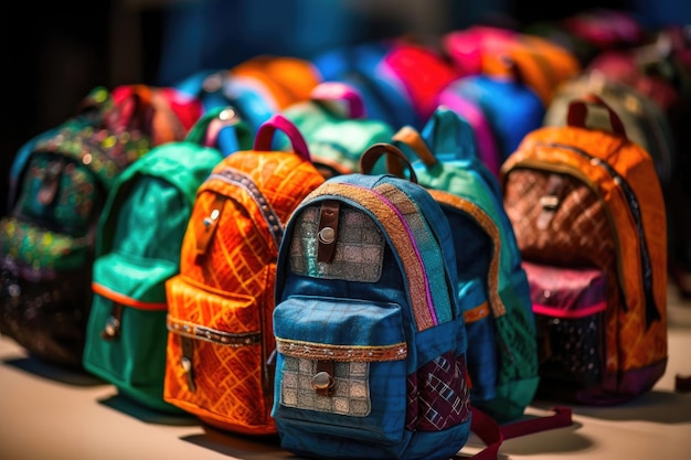 Photo multicultural backpacks in vivid detail