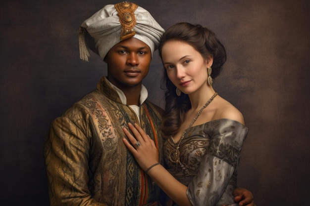 A Multicultural Couple Celebrating and Honoring Their Rich Cultural Heritage with Cultural Pride