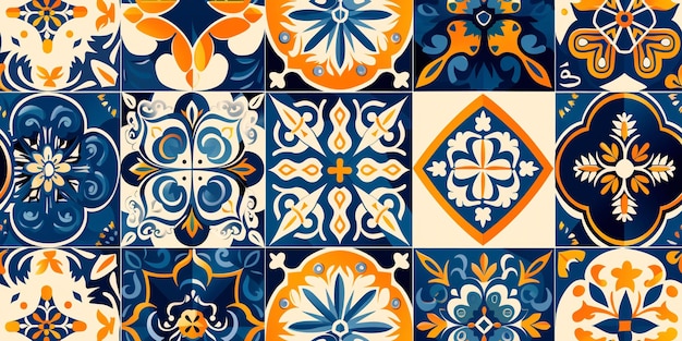 Multicultural decorative design featuring Mediterranean wallpaper Portuguese tiles Turkish motifs Moroccan mosaics Spanish pottery folkinspired ceramic dishes and Indian patchwork
