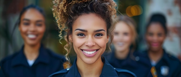 Multicultural female police officers showcasing confidence and approachability in a diverse work environment Concept Female Police Officers Multicultural Diversity Confidence Approachability