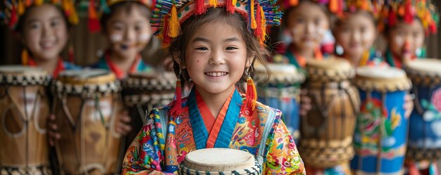 Foto una festa multiculturale con carta da parati tradizionale