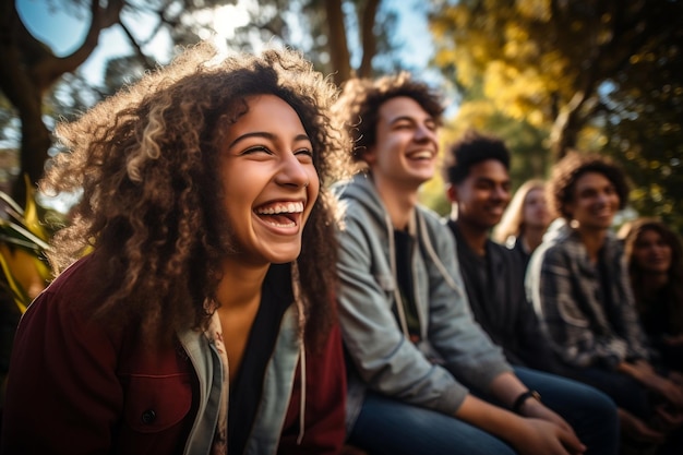 Multiculturele vrienden lachen samen Ai