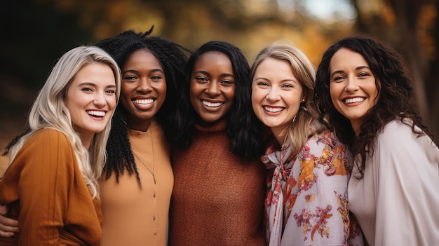 Foto multiculturele vriendinnen die gelukkig glimlachen