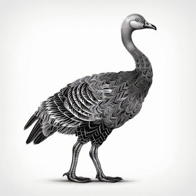 Многомерная иллюстрация страуса и смелый дизайн силуэта индейки
