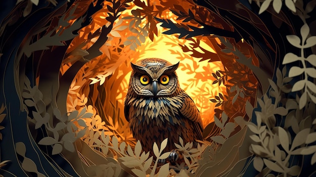 MultiDimensional Paper Cut Owl Craft Artwork