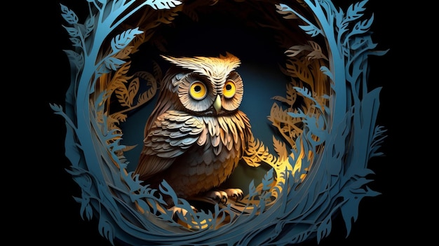 MultiDimensional Paper Cut Owl Craft Artwork