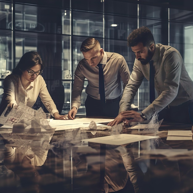 Multiethnic business people working together in the office AI Generated