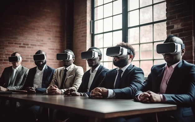 Multiethnic Business team using virtual reality headset