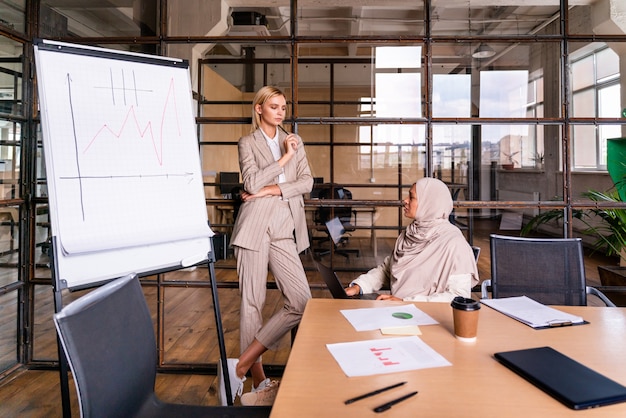 Multiethnic corporate business team meeting in the office for a strategic marketing plan - Office workers, entrepreneurs and company employee at work in a multinational company