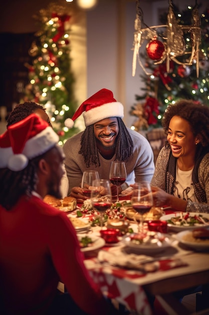 Multiethnic family enjoying Christmas at home