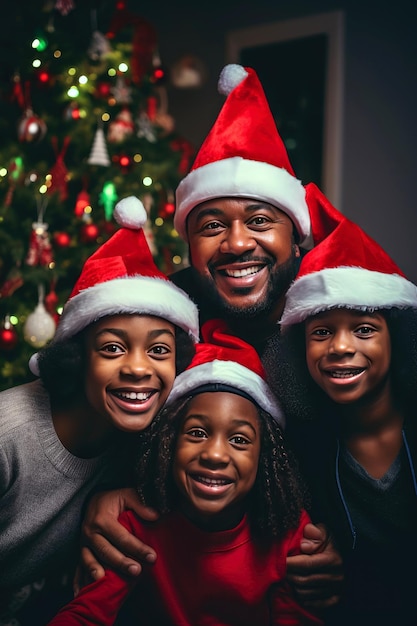 Multiethnic family enjoying Christmas at home