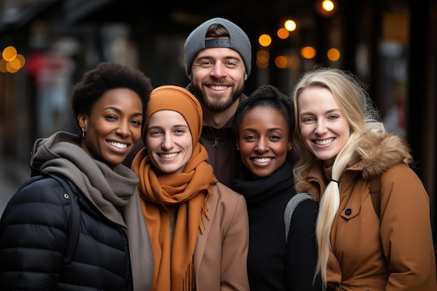 Foto gruppo di amici multietnici