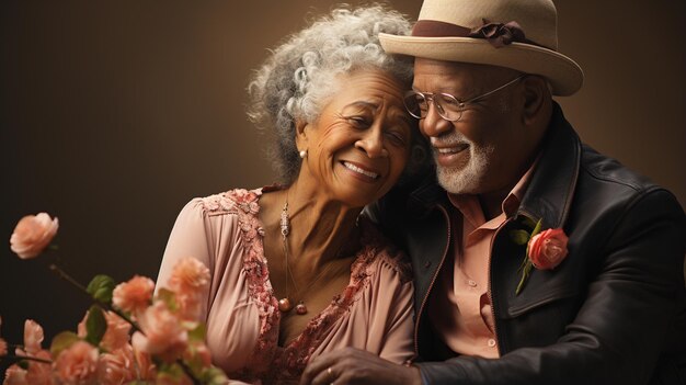 multiethnic senior couple in love