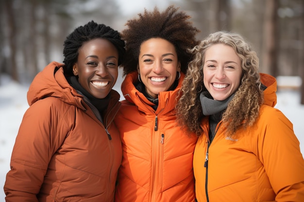 Multiethnic Young friends smiling at camera AI Generated