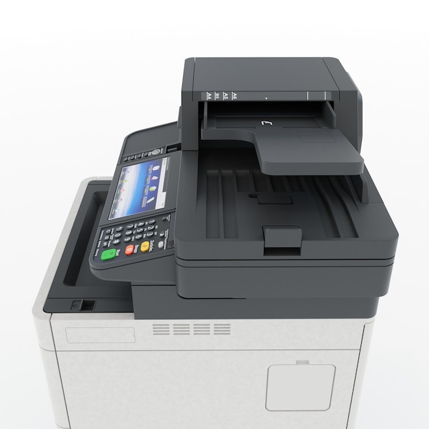 Multifunctionele printerscanner Geïsoleerd Office professionele technologie 3D-afbeelding