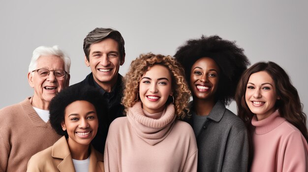 Foto presenza multigenerazionale su sfondo bianco