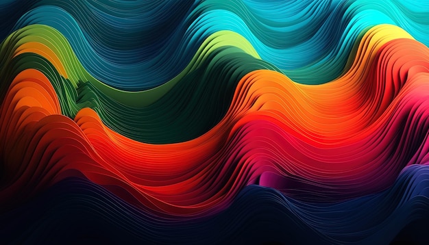 Многослойные цветовые волны в градиентах абстрактной концепции Generative AI