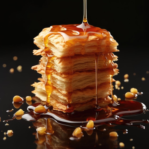 Multilayer cookie cake on table